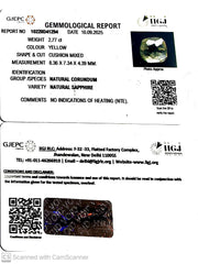 2.77/CT Natural Yellow Sapphire With Govt Lab Certificate (34410)
